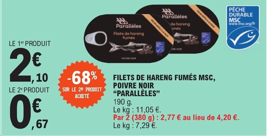 Promo Filets De Hareng Fum S Msc Poivre Noir Parall Les Chez E Leclerc