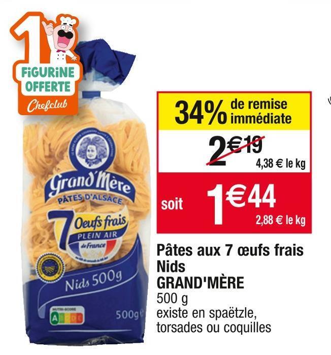 Promo Grand mère pâtes aux 7 œufs frais nids chez Cora