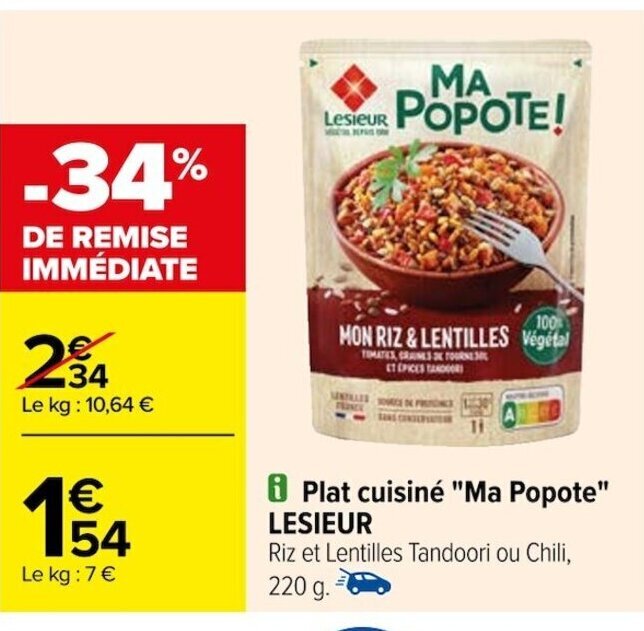 Promo Plat cuisiné Ma Popote LESIEUR chez Carrefour