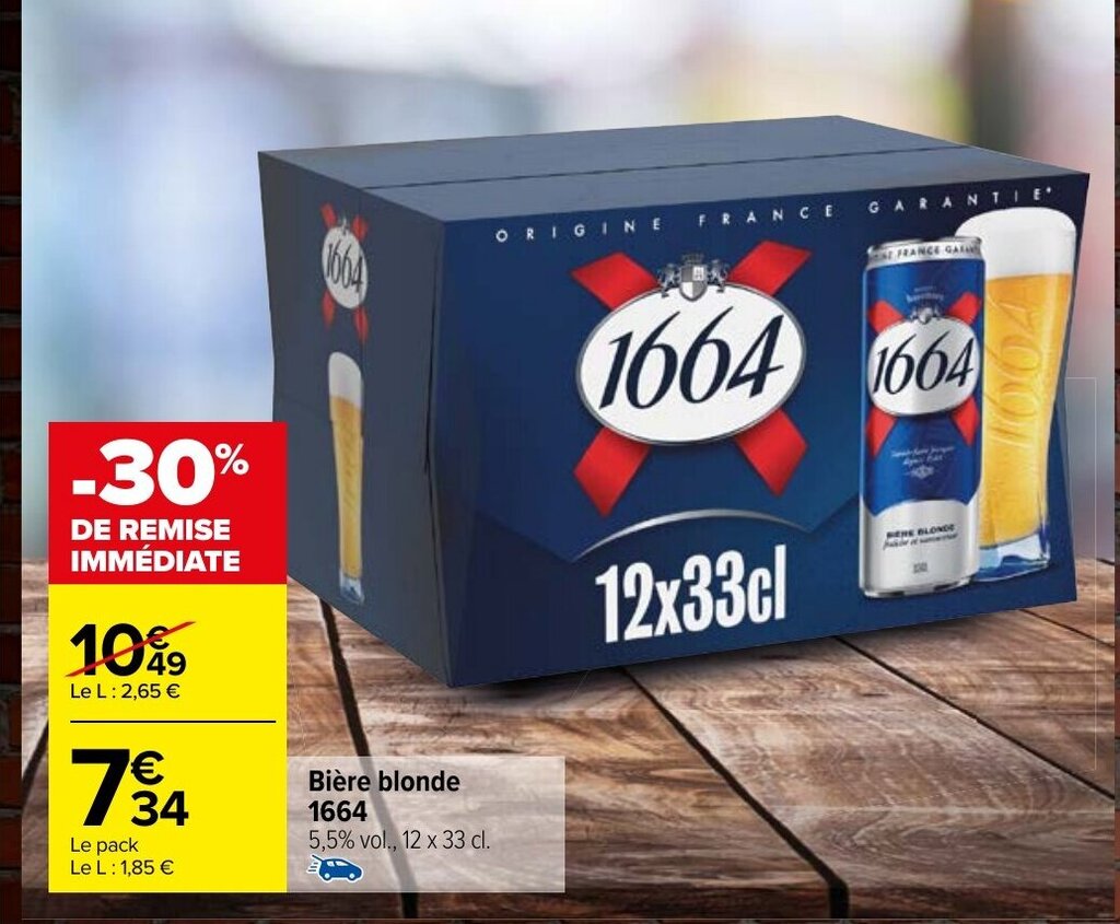 Promo Bière blonde 1664 chez Carrefour Market