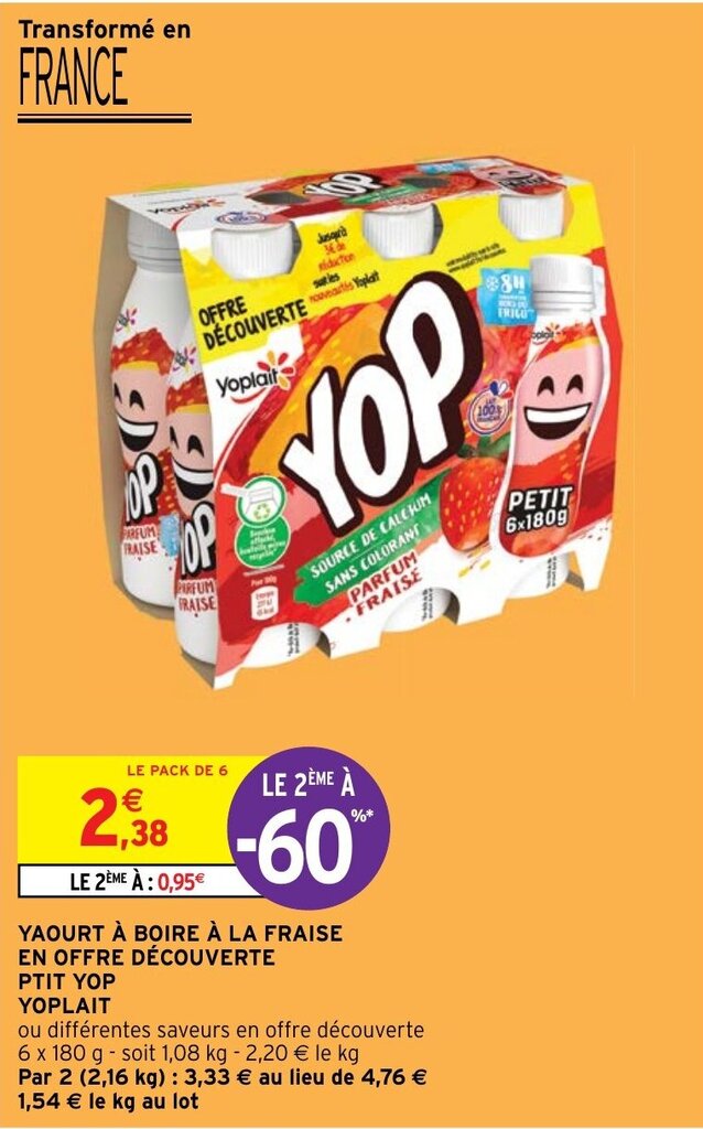 Promo Yaourt Boire La Fraise En Offre D Couverte Ptit Yop Yoplait