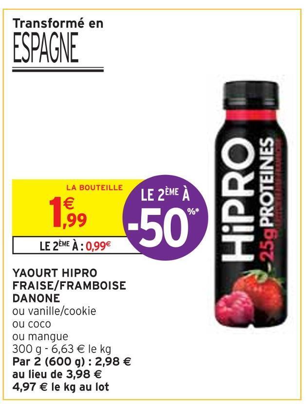 Promo Danone yaourt hipro fraise framboise chez Intermarché