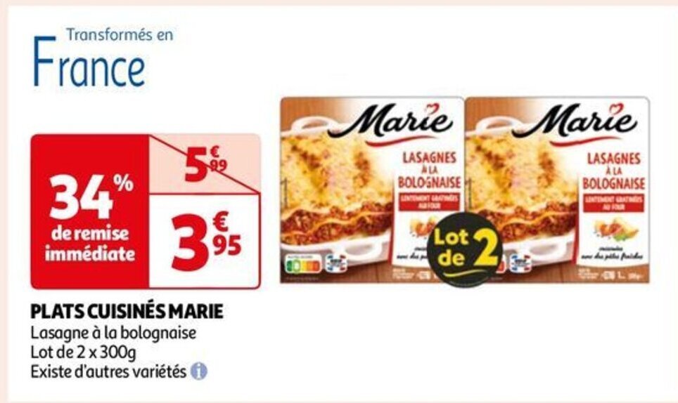 Promo Plats Cuisin S Marie Chez Auchan