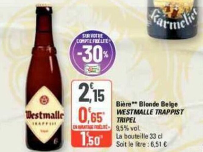 Promo Bière Blonde Belge Westmalle WESTMALLE TRAPPIST chez G20