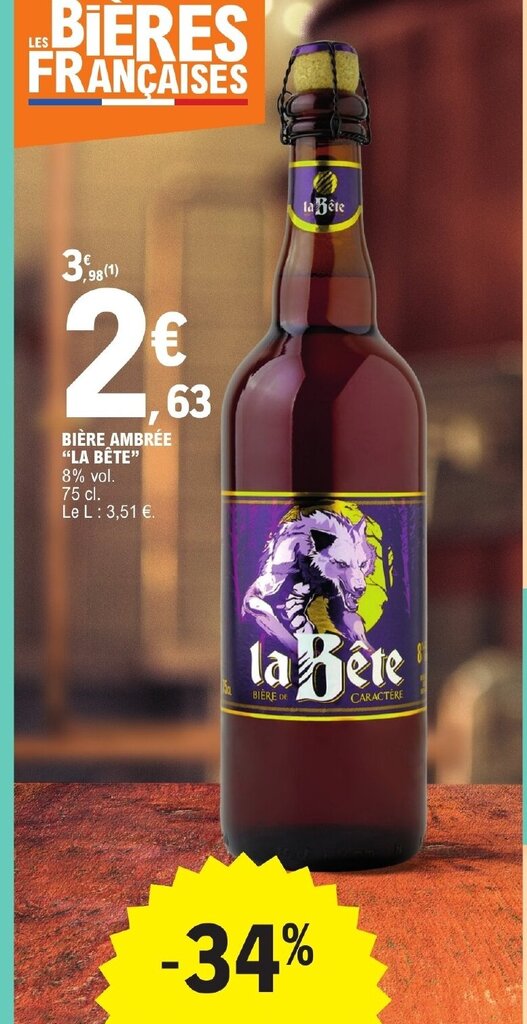 Promo BIÈRE AMBRÉE LA BÊTE chez E Leclerc