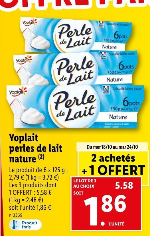 Promo Yoplait Perles De Lait Nature Chez Lidl