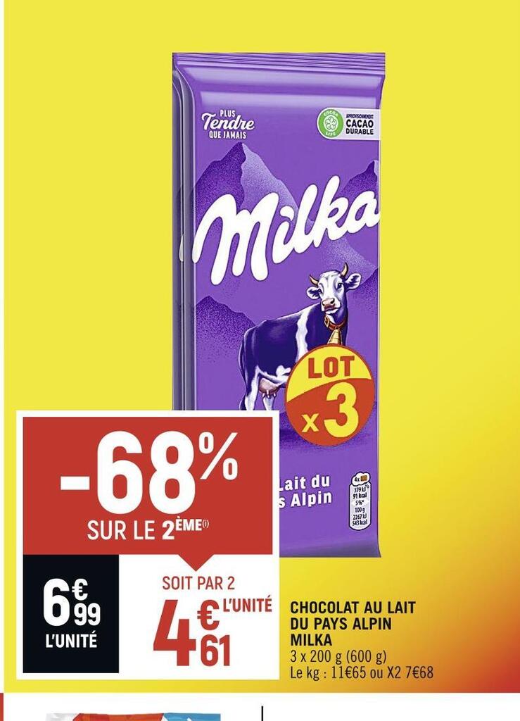 Promo Milka Chocolat Au Lait Du Pays Alpin Chez Spar