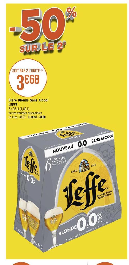 Promo Leffe bière blonde sans alcool chez Hyperfrais