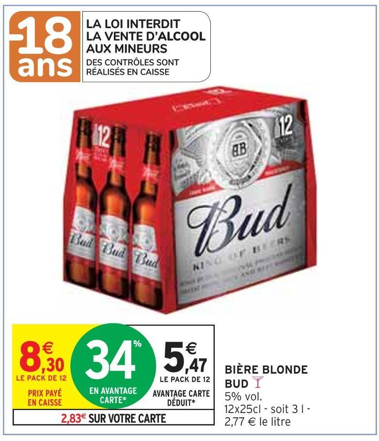 Promo Bud Bi Re Blonde Chez Intermarch