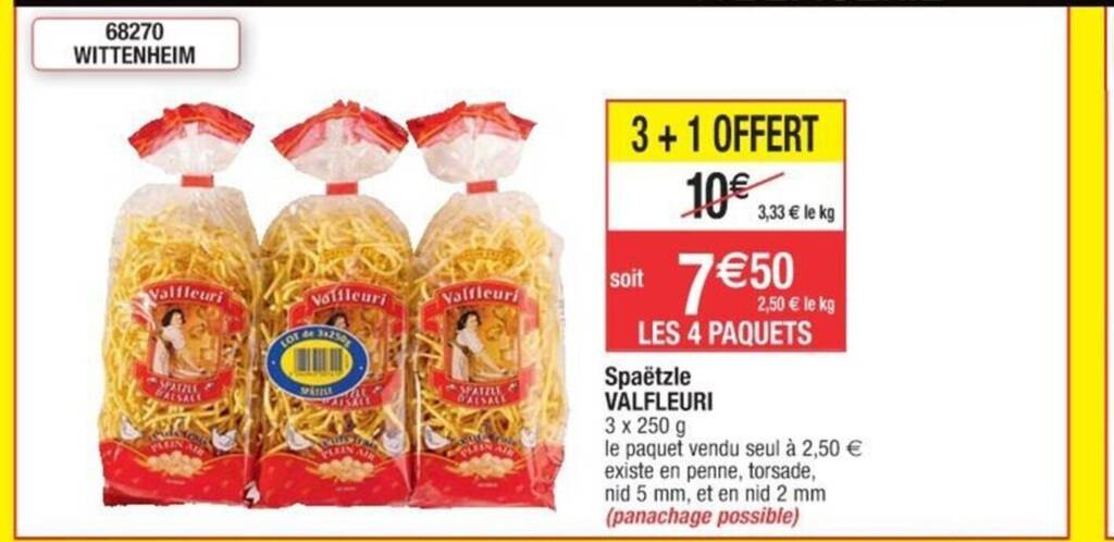 Promo Spaëtzle VALFLEURI chez Cora