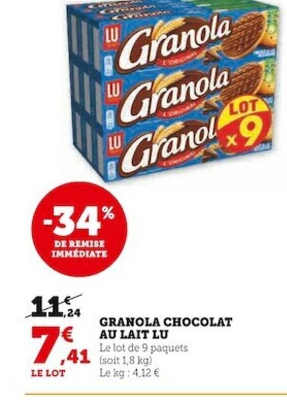 Promo Granola Chocolat Au Lait Lu Chez Super U