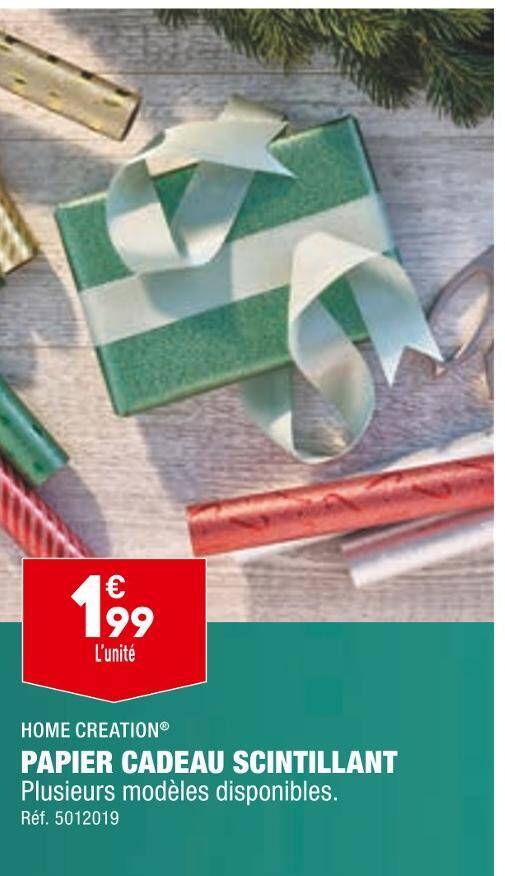 Promo Home Creation Papier Cadeau Scintillant Chez Aldi