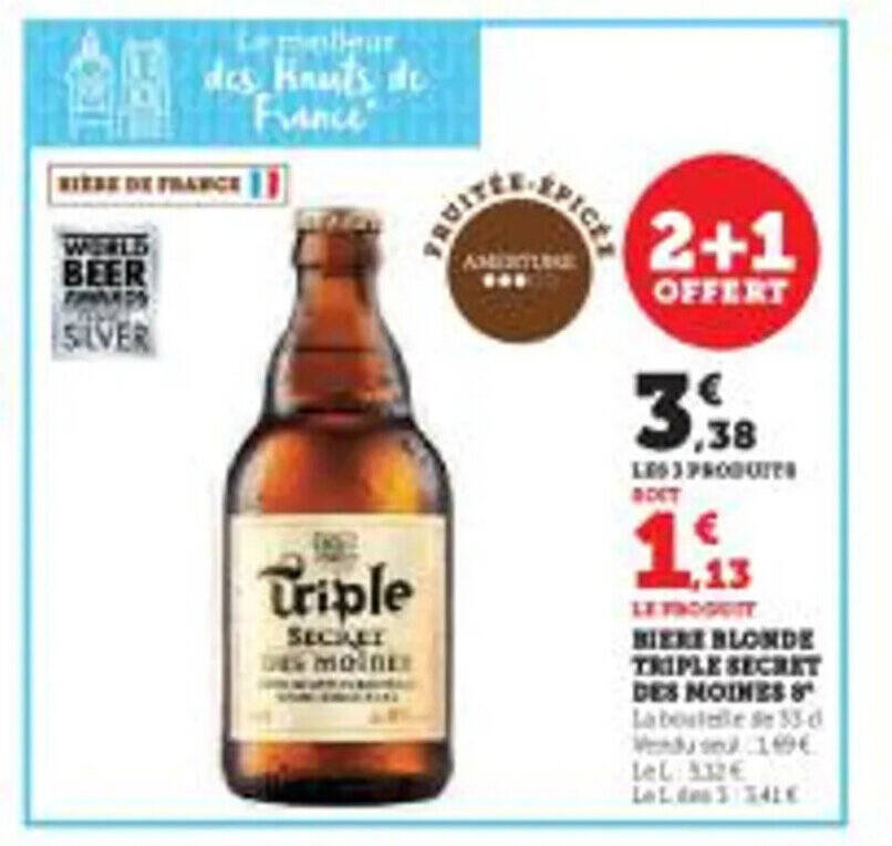 Promo Biere Blonde Triple Secret Des Moines Chez Super U