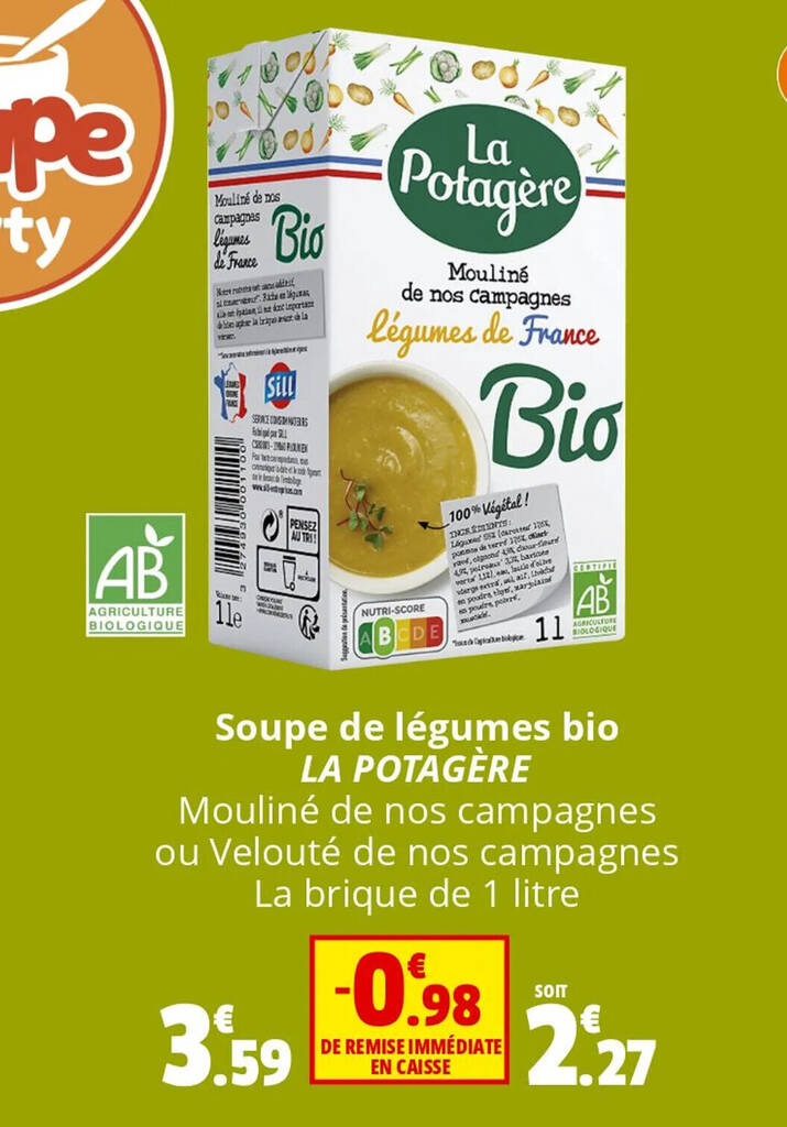 Promo Soupe De L Gumes Bio La Potag Re Chez Coccimarket