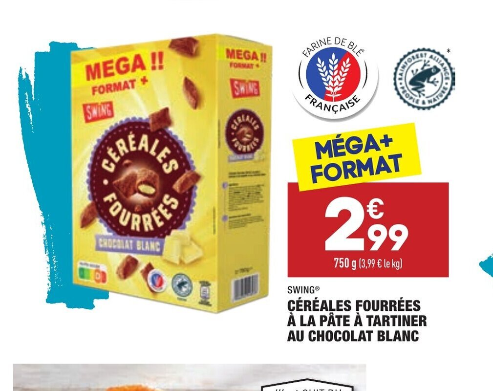 Promo Cèrèales Fourrèes A La Pate a Tartiner Au Chocolat Blanc chez ALDI