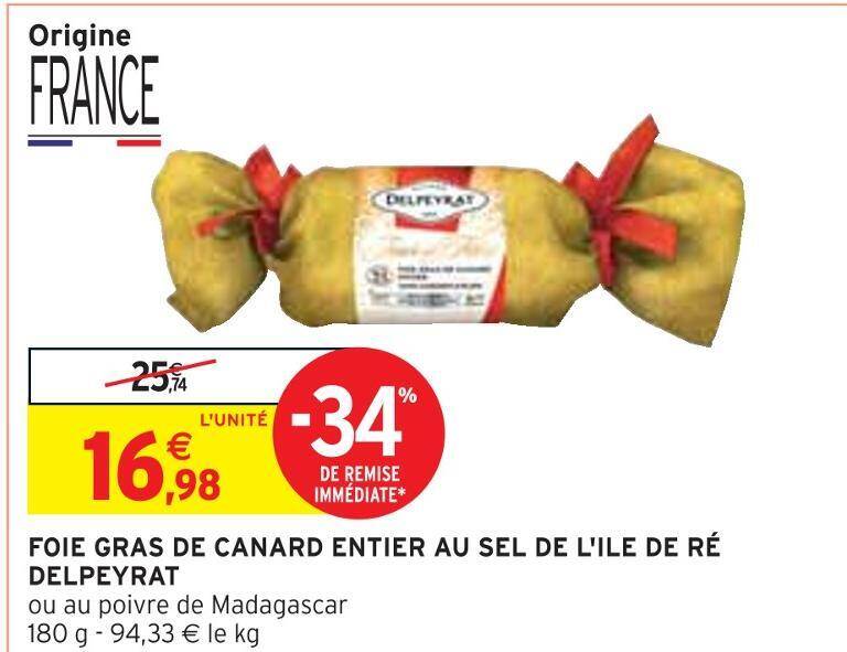 Promo Delpeyrat foie gras de canard entier au sel de l ile de ré chez