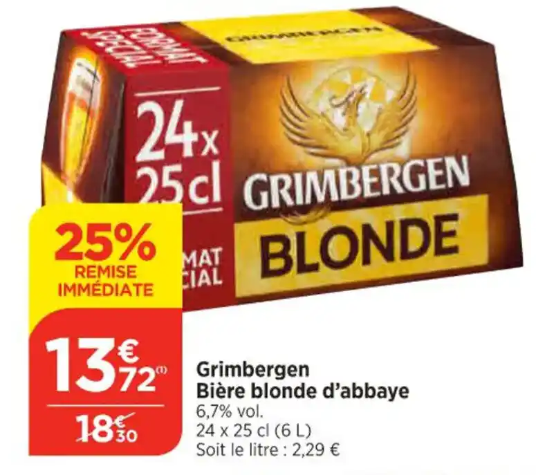 Promo Grimbergen Bière blonde d abbaye chez Maximarché