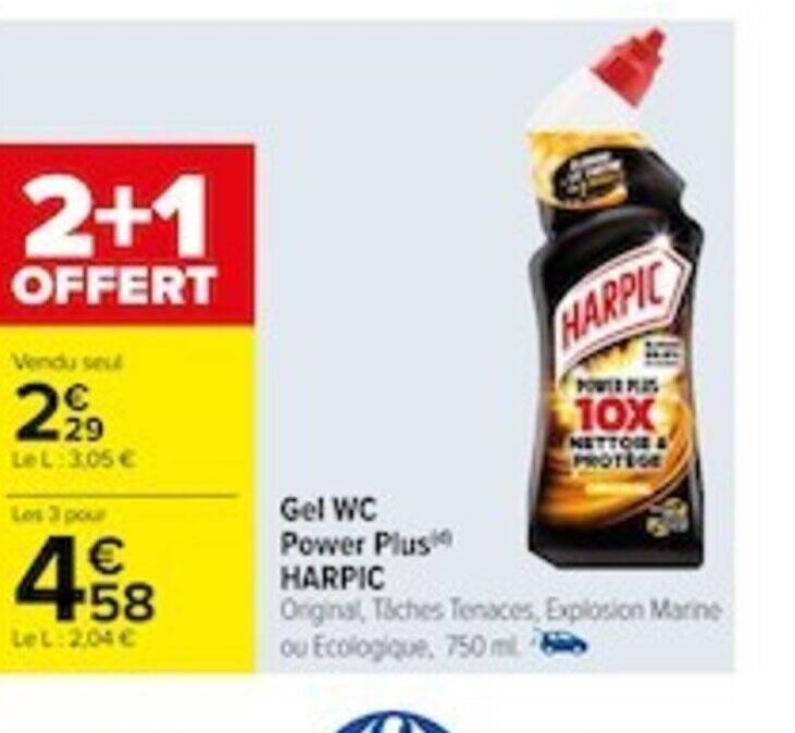 Promo Gel WC Power Plus Harpic Chez Carrefour