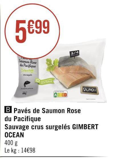 Promo Gimbert ocean pavés de saumon rose du pacifique sauvage crus