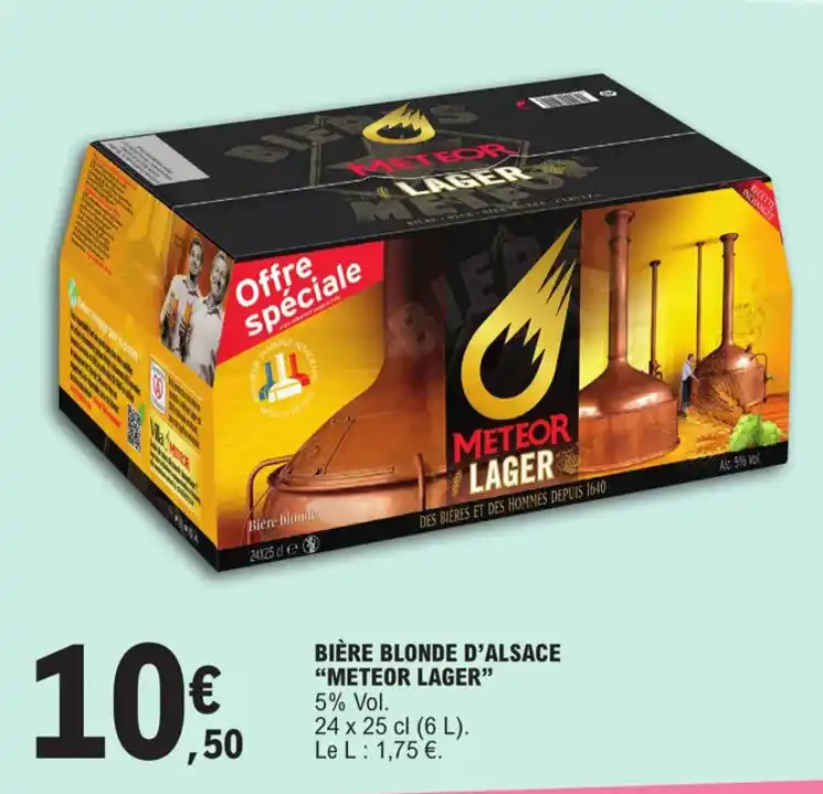 Promo BIÈRE BLONDE D ALSACE METEOR LAGER chez E Leclerc