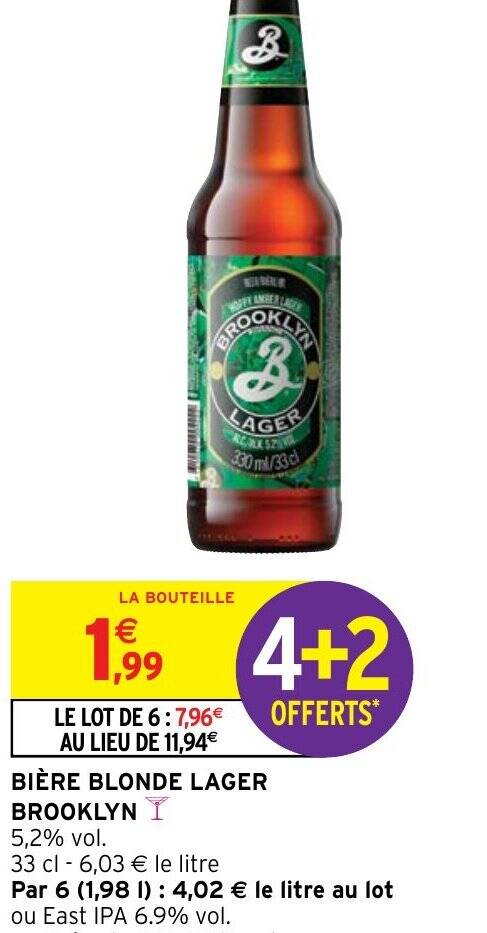 Promo Bi Re Blonde Lager Brooklyn Chez Intermarch Hyper