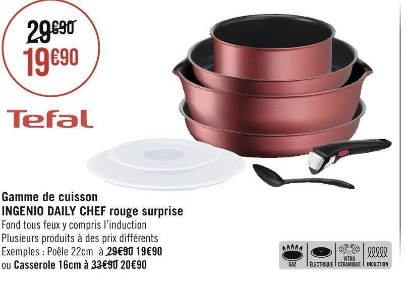 Promo Tefal Gamme De Cuisson Ingenio Daily Chef Rouge Surprise Chez