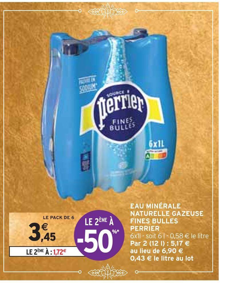 Promo Perrier Eau Min Rale Naturelle Gazeuse Fines Bulles Chez Intermarch