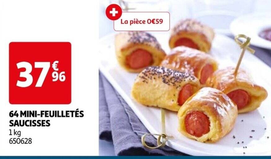 Promo 64 MINI FEUILLETÉS SAUCISSES chez Auchan