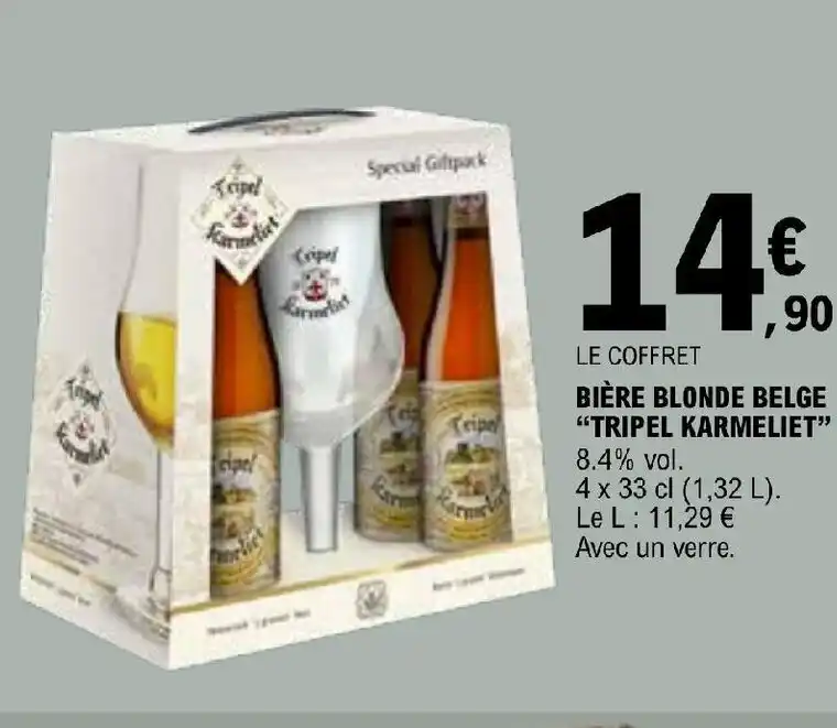 Promo BIÈRE BLONDE BELGE TRIPEL KARMELIET 8 4 vol chez E Leclerc