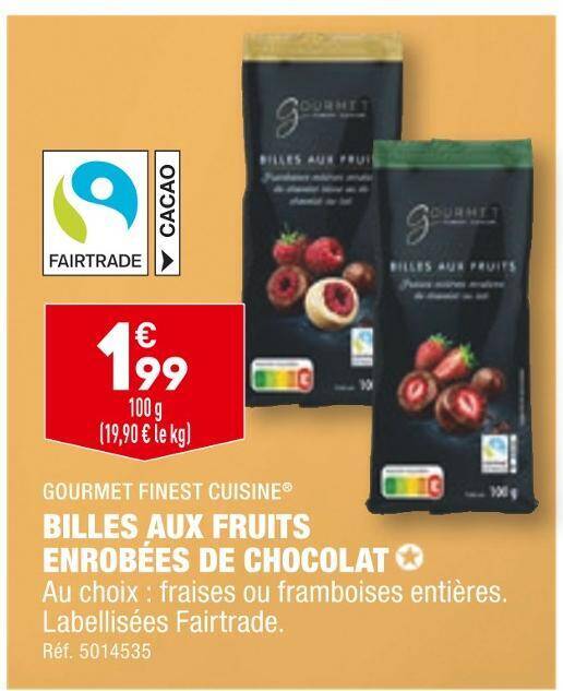 Promo Gourmet Finest Cuisine Billes Aux Fruits Enrob Es De Chocolat