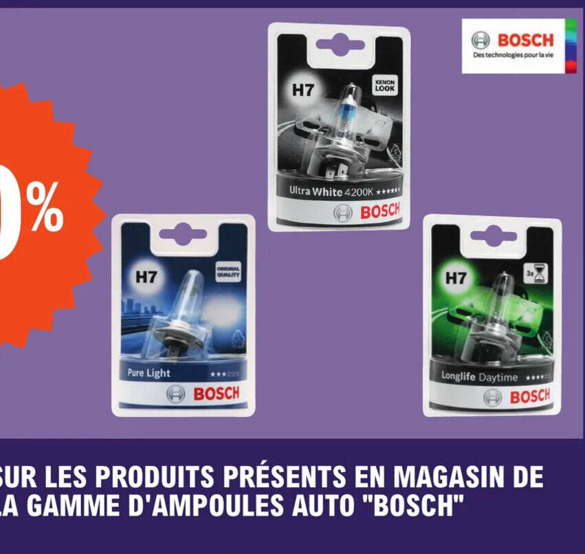 Promo SUR LES PRODUITS PRÉSENTS EN MAGASIN DE LA GAMME D AMPOULES AUTO