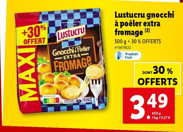 Promo Lustucru Gnocchi Po Ler Extra Fromage Chez Lidl