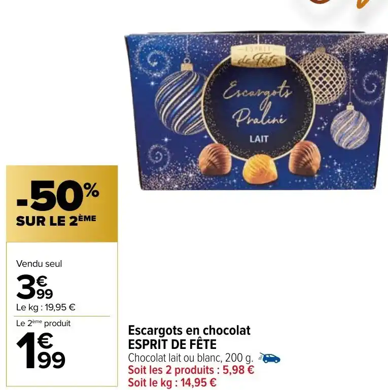 Promo Escargots En Chocolat Esprit De F Te Chez Carrefour Market