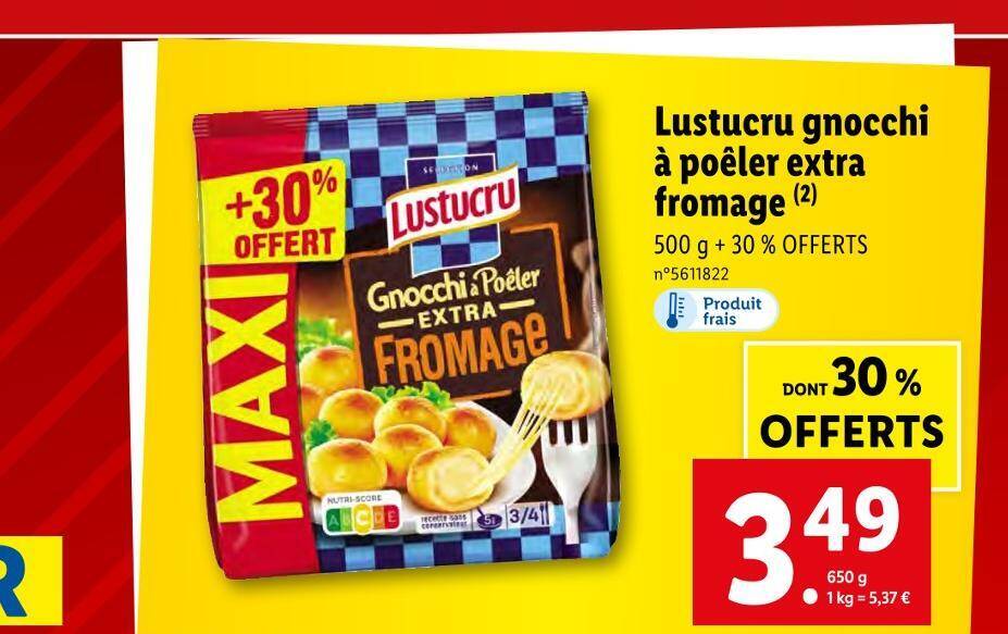 Promo Lustucru Gnocchi Po Ler Extra Fromage Chez Lidl