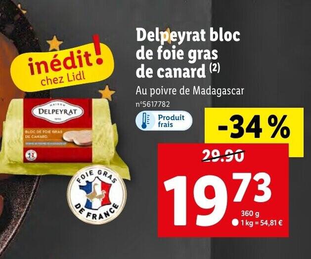 Promo Delpeyrat Bloc De Foie Gras De Canard 2 Chez Lidl