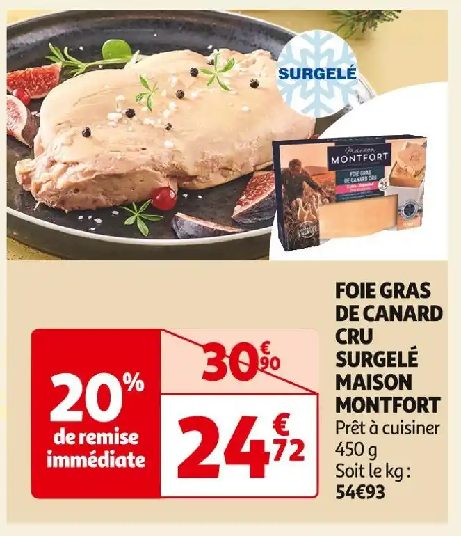 Promo Maison Montfort Foie Gras De Canard Cru Surgel Chez Auchan