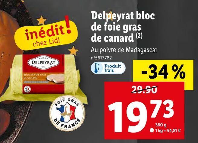 Promo Delpeyrat Bloc De Foie Gras De Canard Chez Lidl