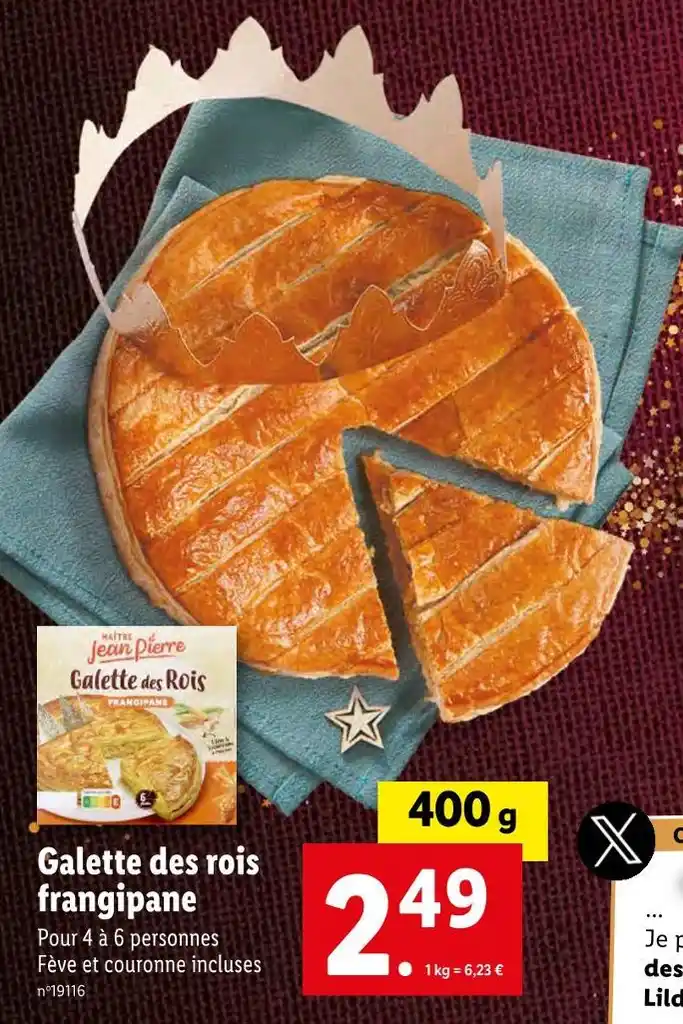 Promo Maître jean pierre galette des rois frangipane chez Lidl