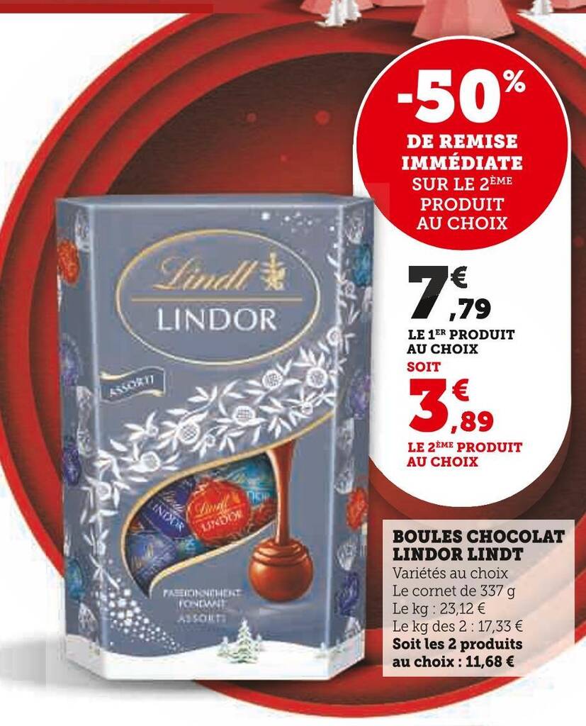 Promo Lindt Boules Chocolat Lindor Chez U Express