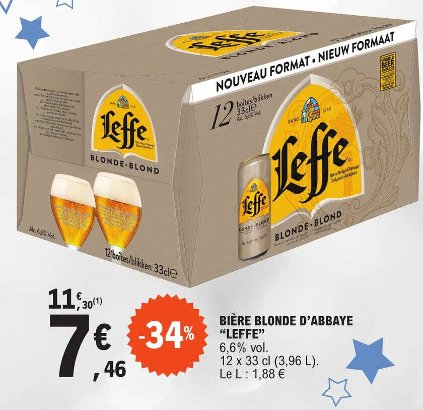 Promo BIÈRE BLONDE D ABBAYE LEFFE 6 6 vol chez E Leclerc