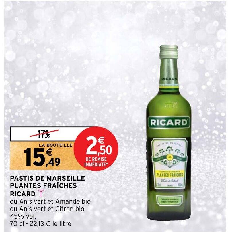 Promo PASTIS DE MARSEILLE PLANTES FRAÎCHES RICARD chez Intermarché Hyper