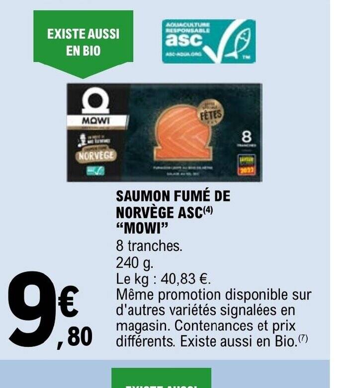 Promo SAUMON FUMÉ DE NORVÈGE ASC chez E Leclerc