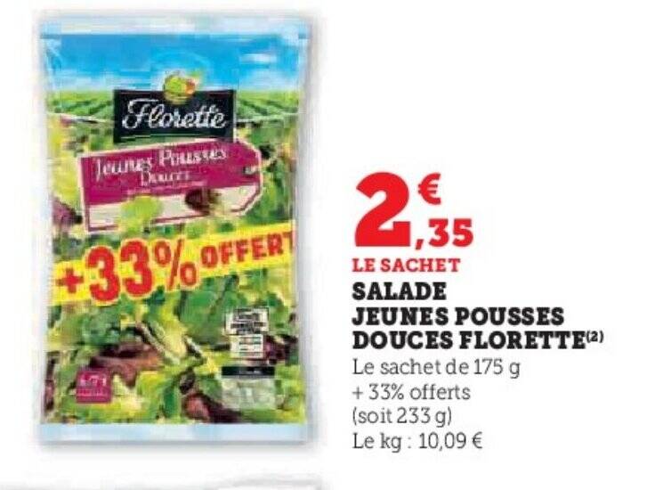 Promo Le Sachet Salade Jeunes Pousses Douces Florette Chez Hyper U