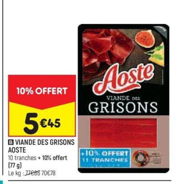 Promo B VIANDE DES GRISONS AOSTE Chez Leader Price