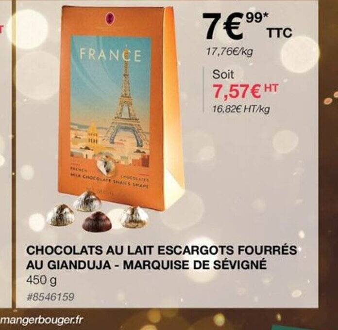 Promo Chocolats Au Lait Escargots Fourr S Au Gianduja Marquise De