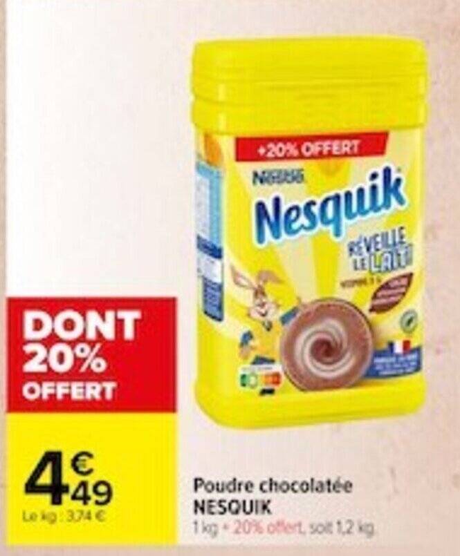 Promo Poudre Chocolat E Nesquik Chez Carrefour