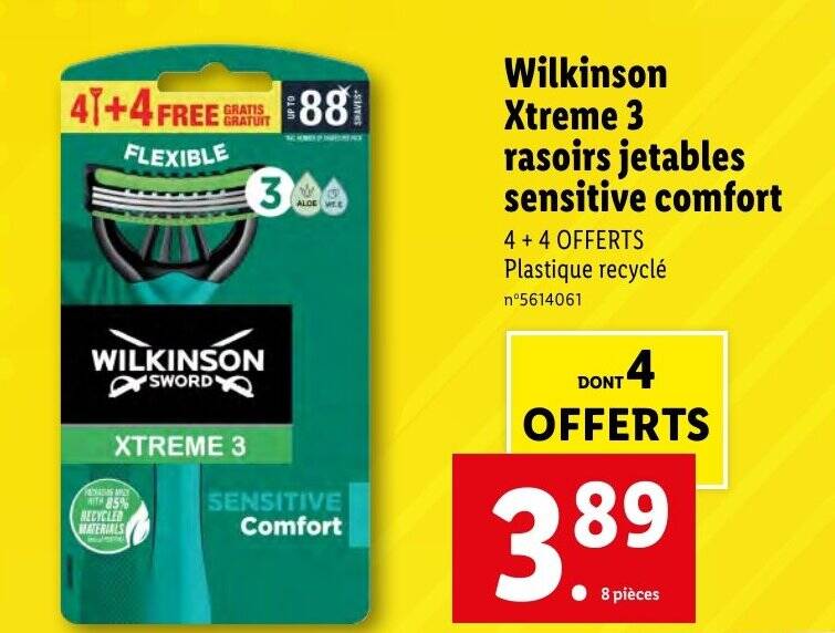 Promo Wilkinson Xtreme 3 Rasoirs Jetables Sensitive Comfort Chez Lidl