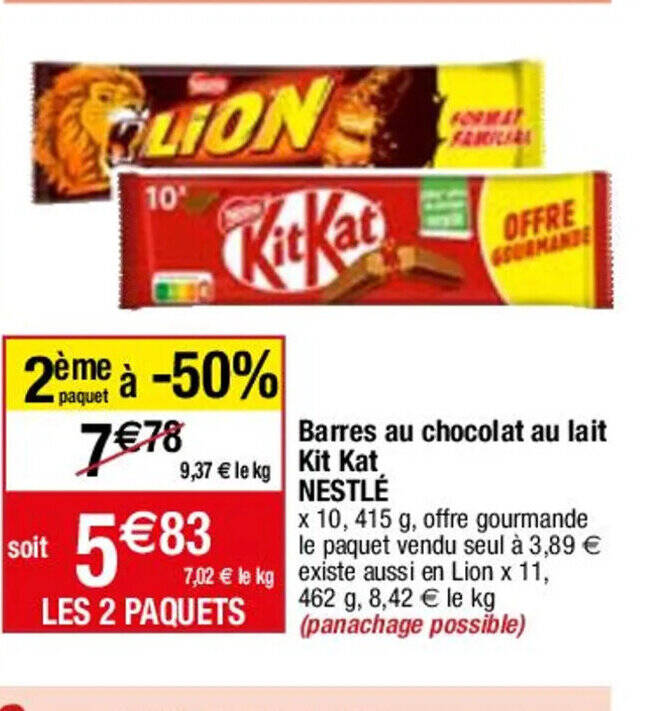 Promo Barres au chocolat au lait Kit Kat NESTLÉ chez Migros