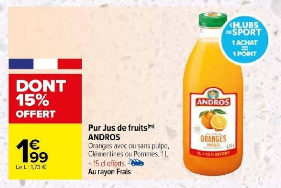 Promo Pur Jus De Fruits M Andros Chez Carrefour