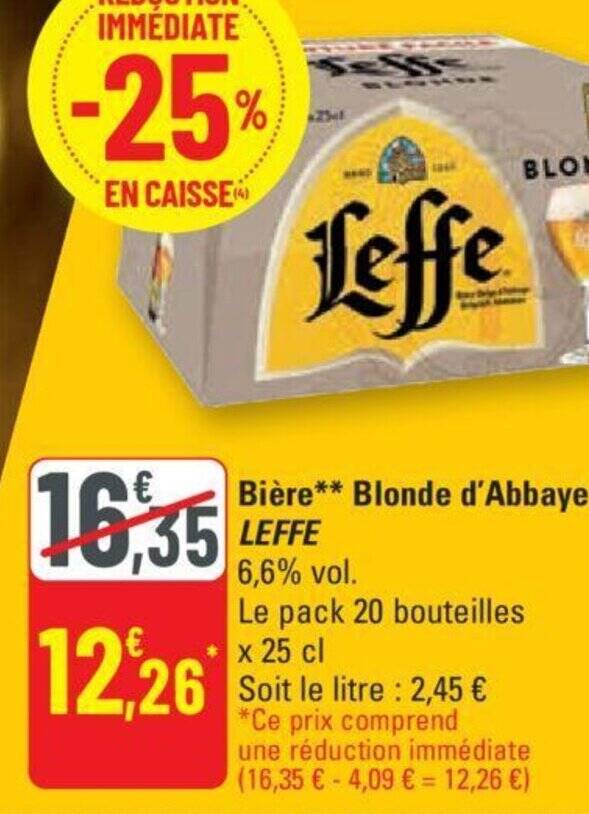 Promo Bière Blonde d Abbaye LEFFE 6 6 vol chez G20